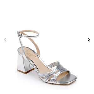Jewel Badgley Mischka Michelle Metallic Strappy Block Heels